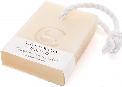 The Clovelly Soap Co. makes great Eco-conscious soaps that are handmade in Devon. This one is the eucalyptus, lemon and mint soap bar on a rope.