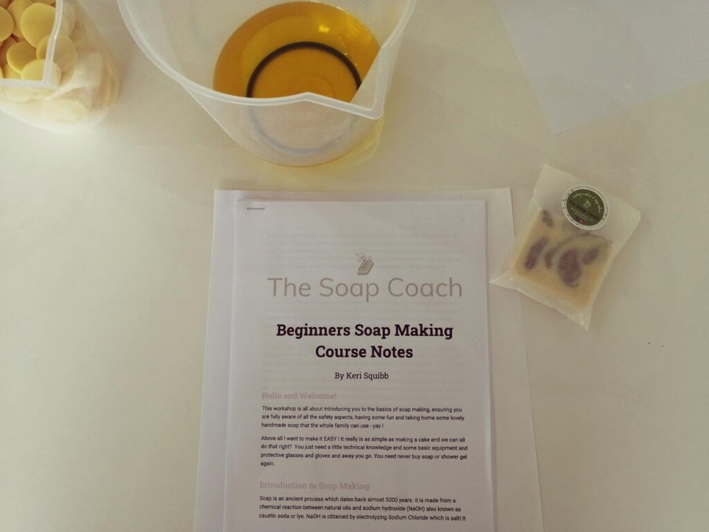 Image of the beginners soap-making experience course booklet