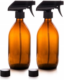 Image of amber glass spray bottles to help you make your own cleaning products and switch to eco friendly