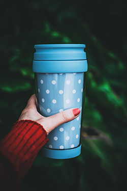 Image of a reusable drinking cup to show how easy it is to reduce waste
