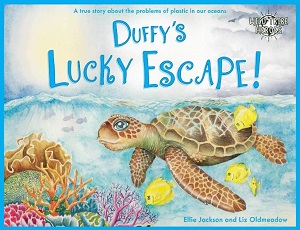 Duffy's Lucky Escape storybook is a great Children's gift. Follow Duffy the Sea Turtle as she has a lucky escape from the harmful effects of marine plastics in the Great Barrier Reef.