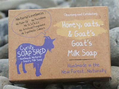 Cyril's Soap Shed goat's milk soap. This one is the honey, oats and goat's milk soap, handmade in the New Forest