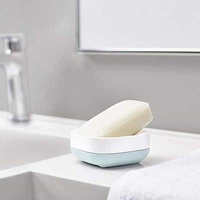 Joseph Joseph Slim Compact Soap Dish, with a clever angled base that allows the soap to drain and has a ventilation hole for quick soap drying