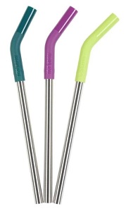 Image of silicone tipped stainless steel reusable straws, designed for thicker drinks like smoothies, thick shakes and may be even a crushed ice cocktail!