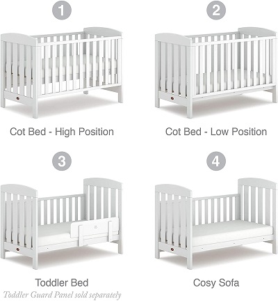 Image of the Boori Alice Cot Bed, made with sustainable materials and nursery friendly paint.