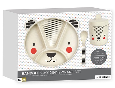 Image of Petit Collage Baby Bamboo Dinnerware Set. Made from sustainable bamboo and free from phthalates, triclosan and PVC.