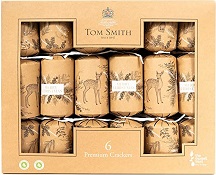 Image of Tom Smith Sustainable Christmas Crackers with a variety of wooden gifts